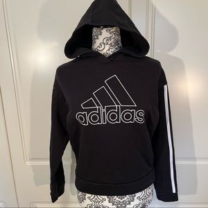 ADIDAS pullover hoodie cropped boxy length cotton poly blend women's size large